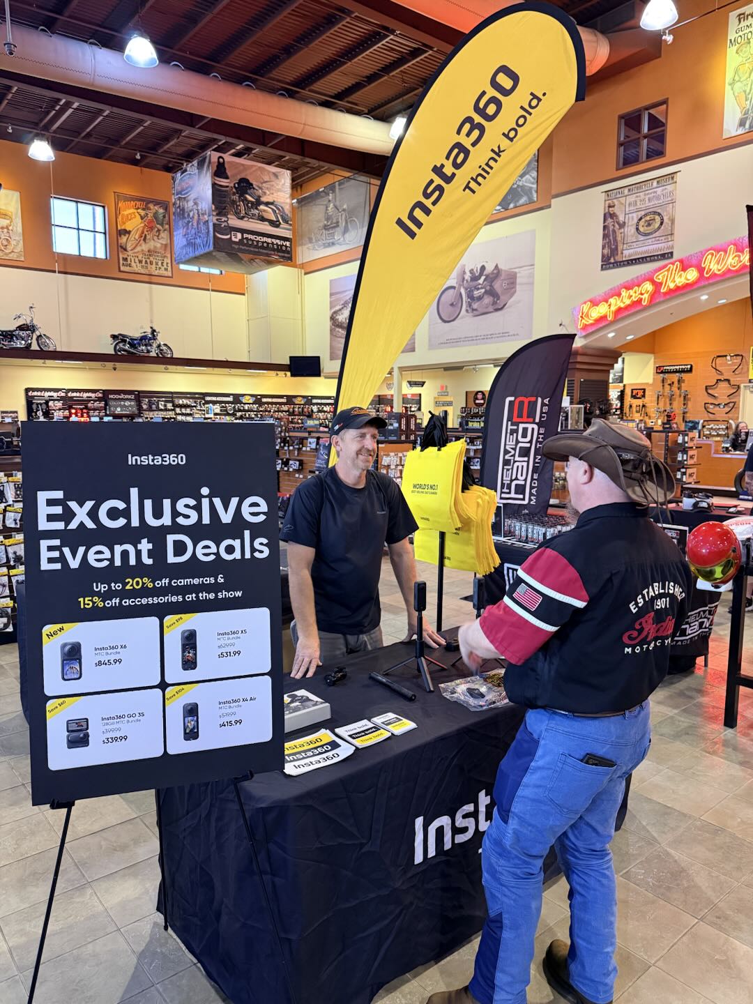 Insta360's booth set up at Biketoberfest 2026.