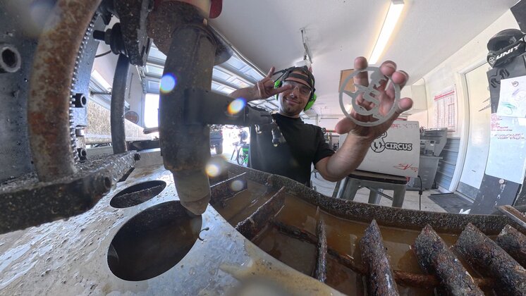 Aaron “Wheelz” Fotheringham in his workshop, making parts for his customized wheelchair.