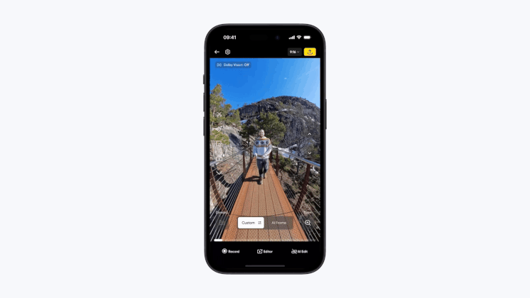 Reframing 360 footage in the Insta360 app