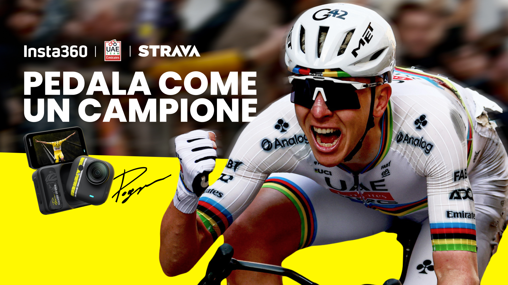 Insta360 × Team UAE: pedala come un campione