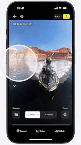 Adding keyframes in the Insta360 app