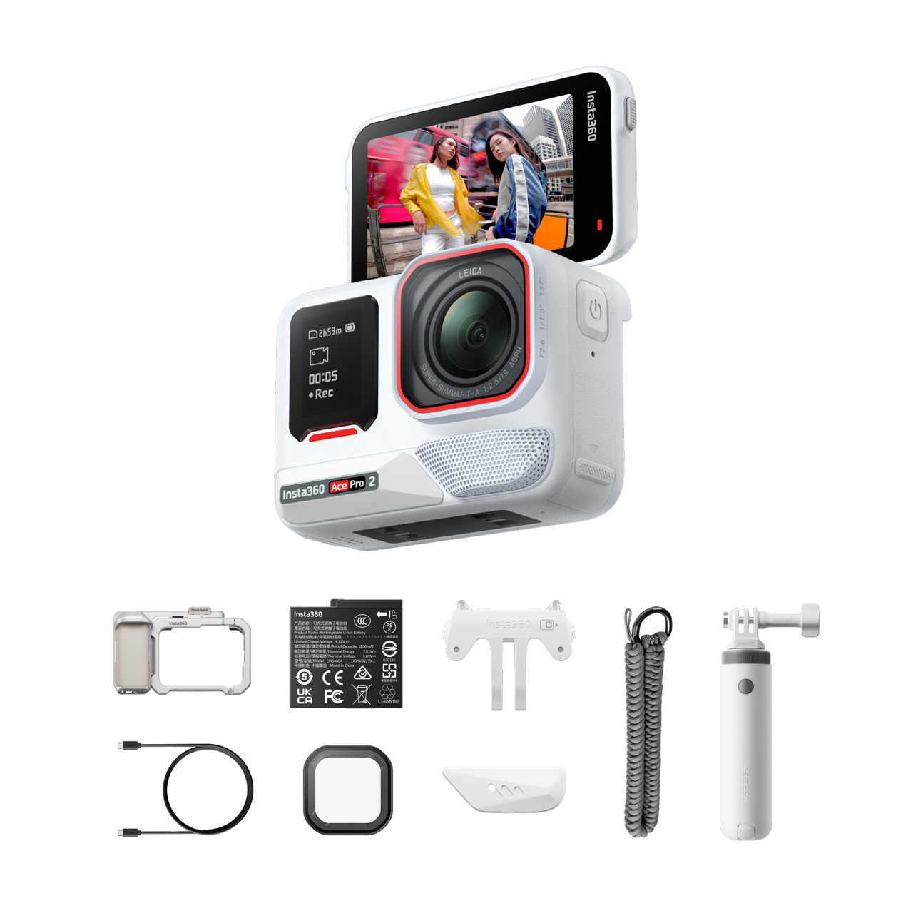 Insta360 Ace Pro 2 Paquete para todo el día || Blanco ártico || Una batería