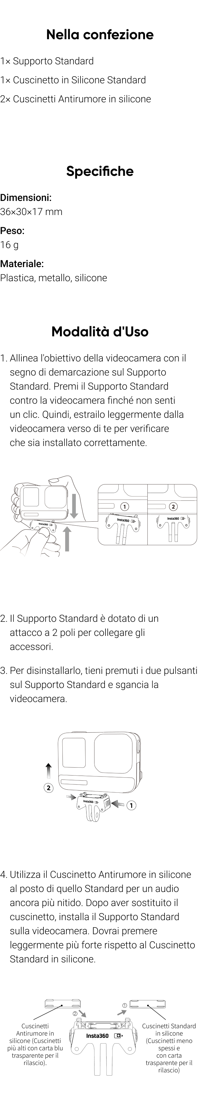 Supporto Per Auto Insta360 – Sgancio Rapido Magnetico, Attacco A 2 Poli, Compatibile Con Ace Pro E Ace, Leggero E Robusto