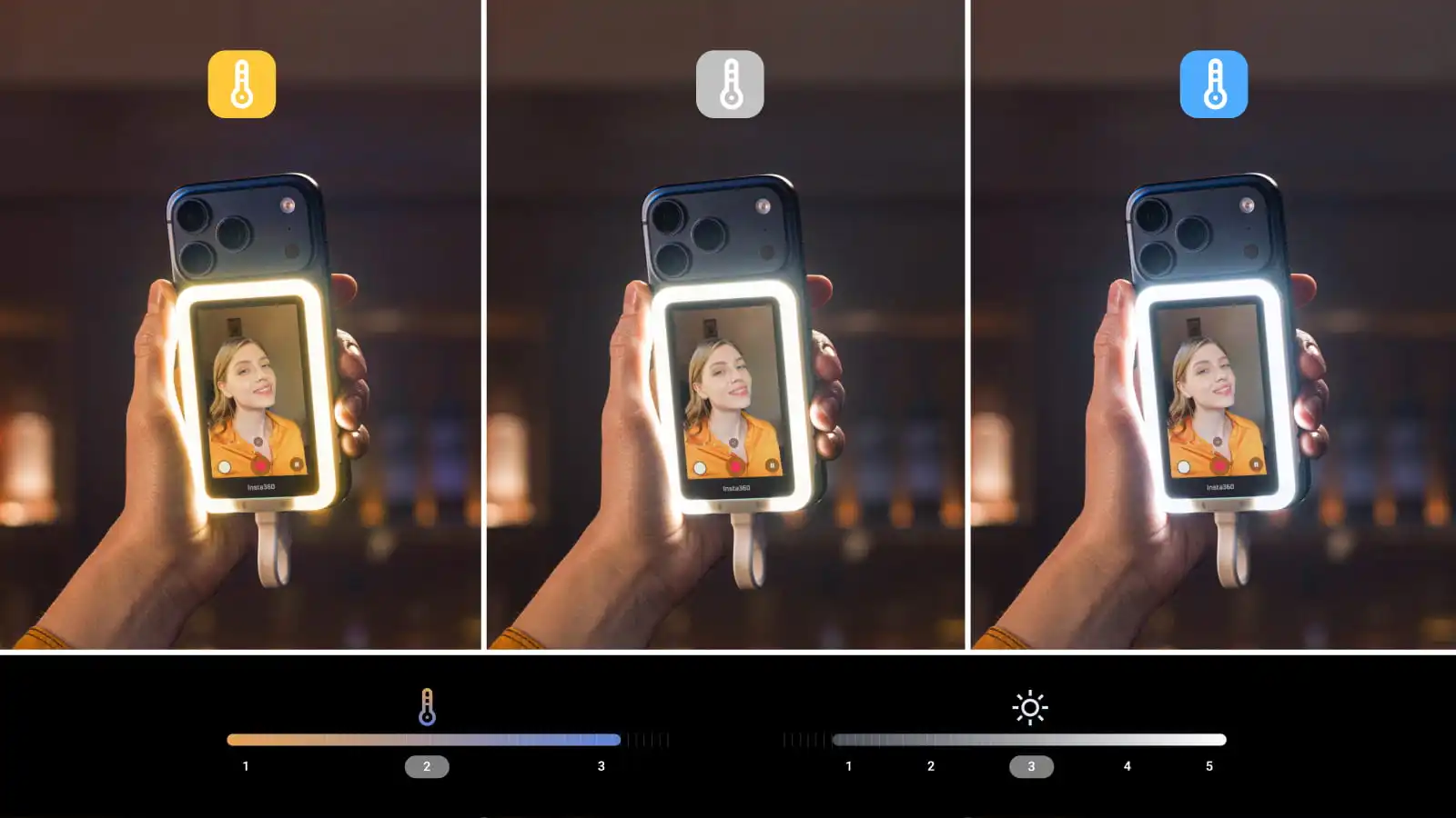 פותח בשיתוף עם AMIRO, מסך הסלפי עם תאורה מציע 3 צבעים ו-5 רמות בהירות. הוא מרכך צללים וחוסר אחידות בעור, כדי שתוכלו ליהנות ממראה זוהר ומואר &ndash; גם בתנאי תאורה נמוכים.