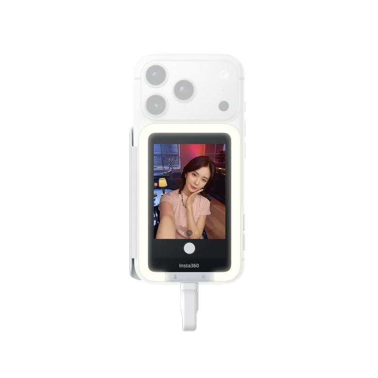 Insta360 Snap Selfie Screen mounted on a smartphone