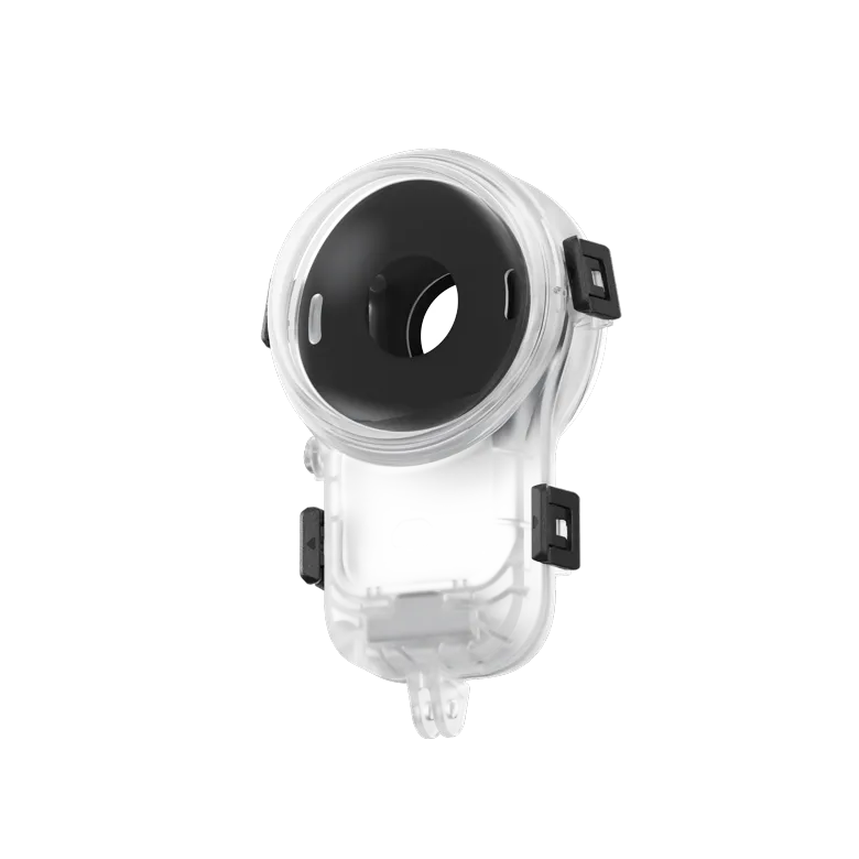 Angled view of Insta360 X6 Invisible Dive Case Pro showing its underwater optical dome