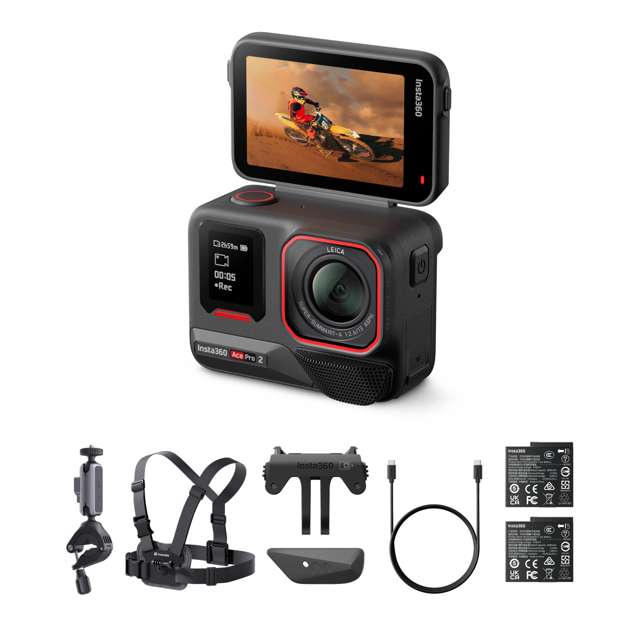Insta360 Ace Pro 2 Pack Bici || Nero Notte || Doppia batteria