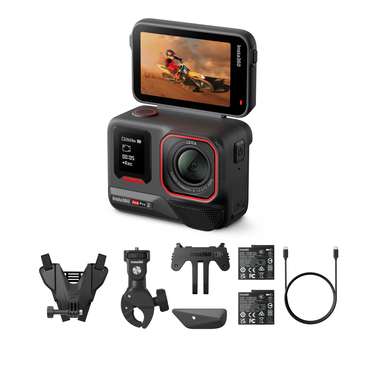 Insta360 Ace Pro 2 Pack Moto || Nero Notte || Doppia batteria